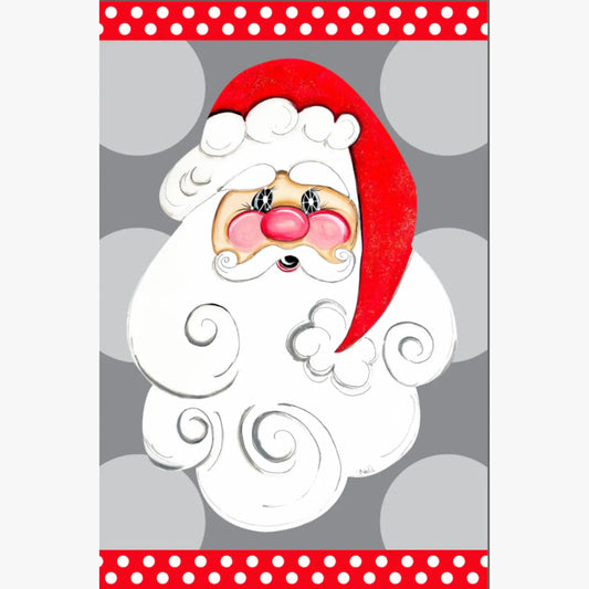 Garden Flag: Christmas, Santa, Gray Background