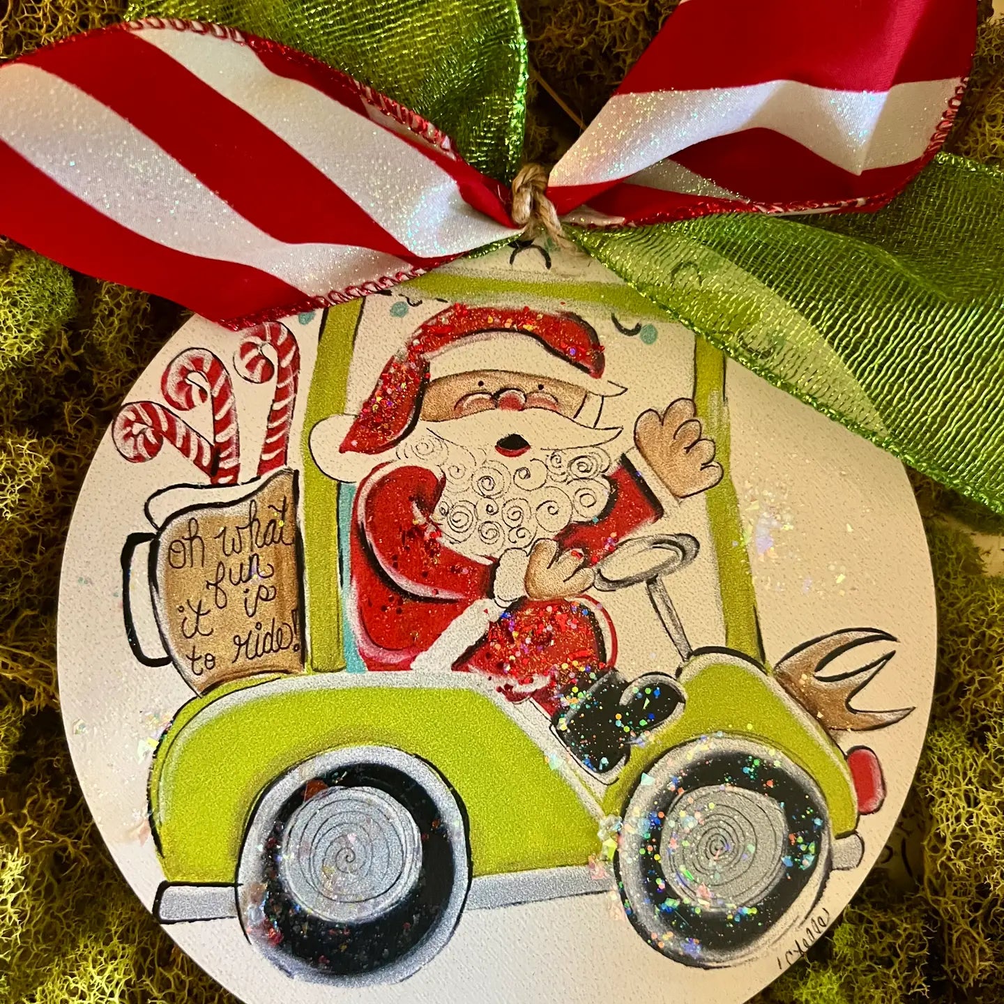 Christmas Ornament: Santa on a Golf Cart