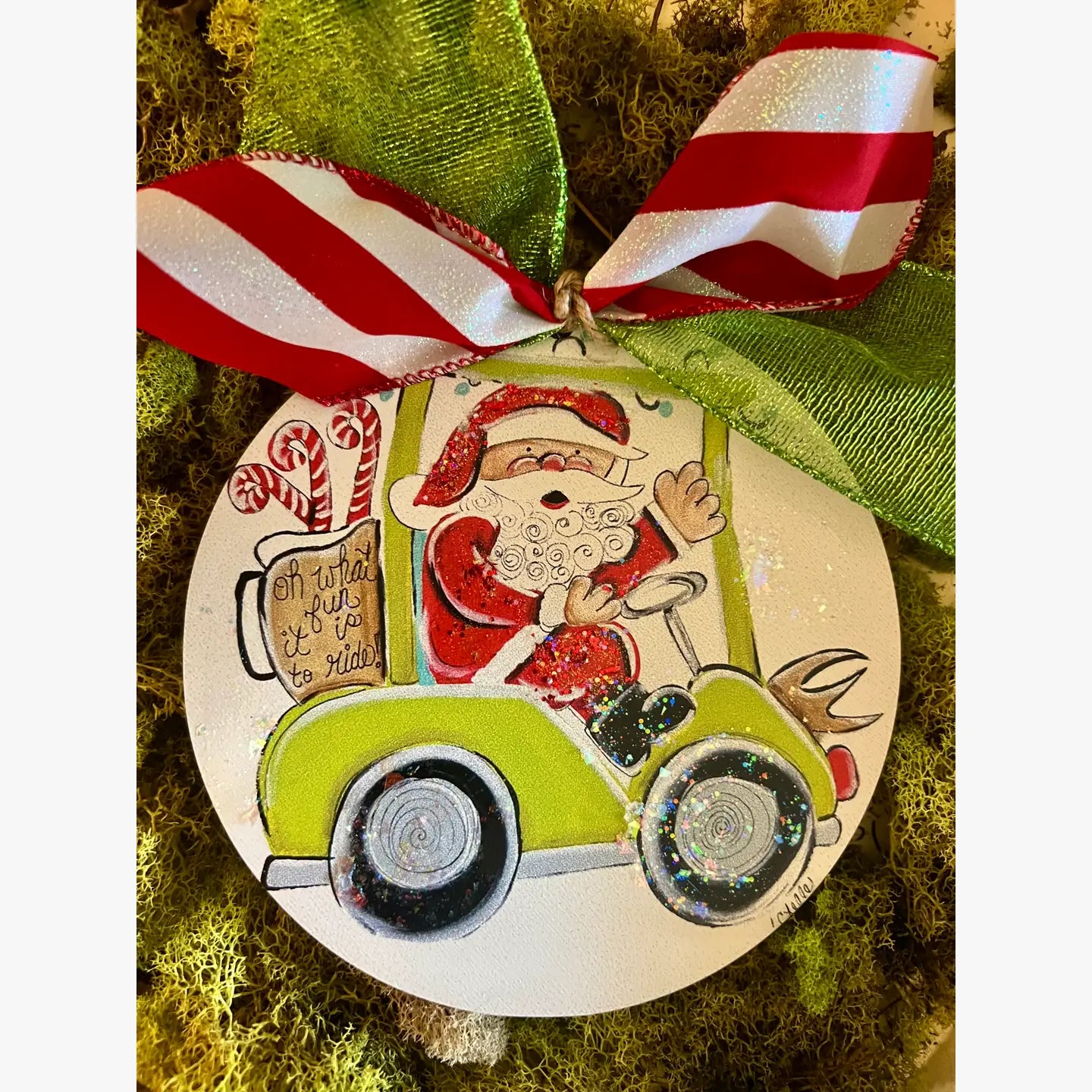 Christmas Ornament: Santa on a Golf Cart