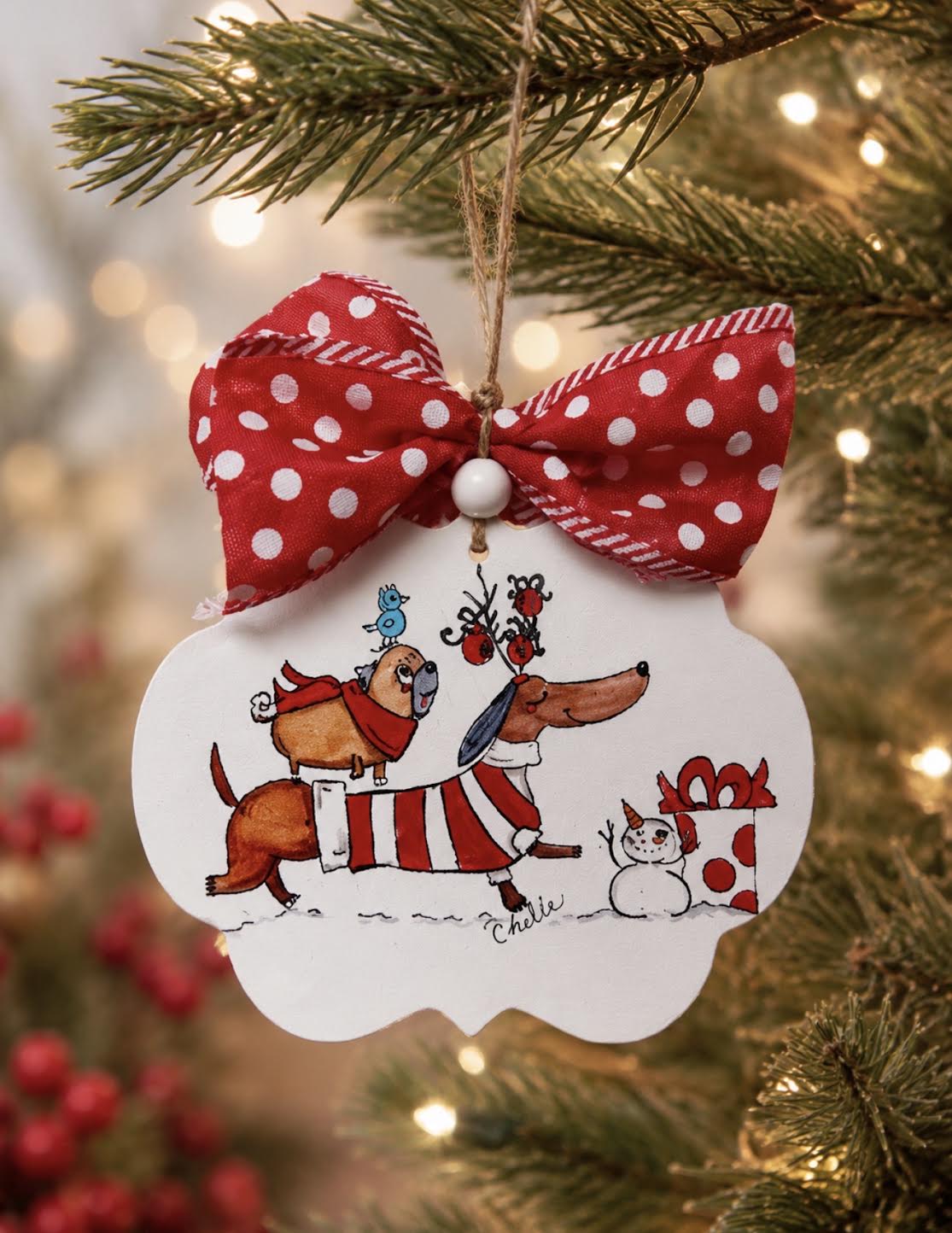 Christmas Ornament: Daschund & Friends