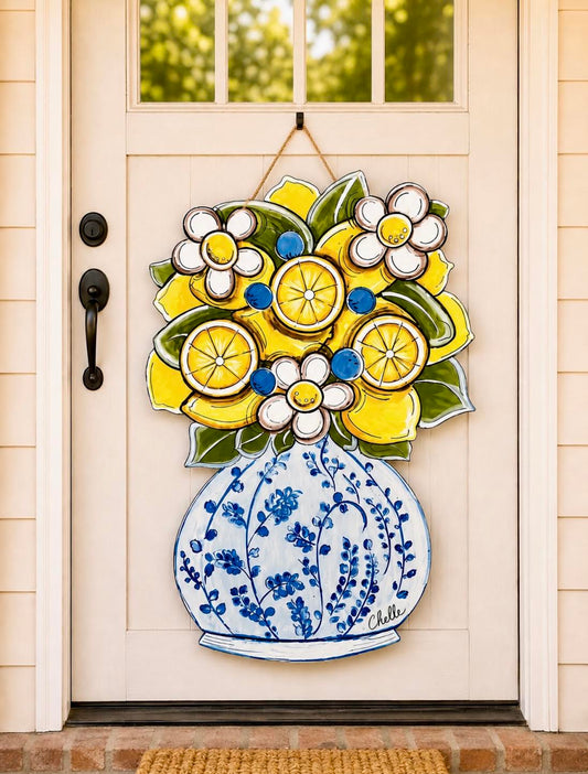 Door Hanger: Lemons & Chinoiserie, Large