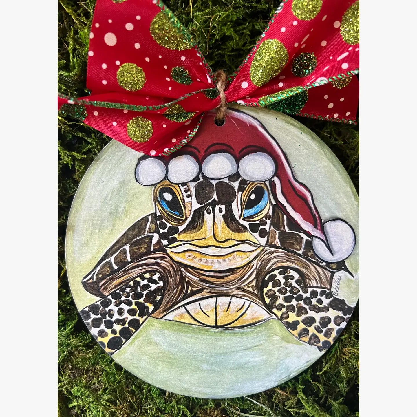 Christmas Ornament:  Santa Sea Turtle