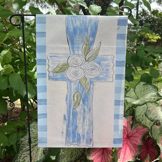 Garden Flag: Vintage Blue Cross