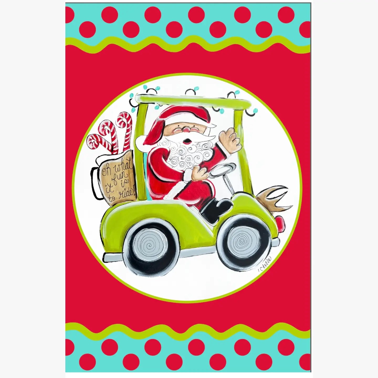 Garden Flag; Santa on a Golf Cart