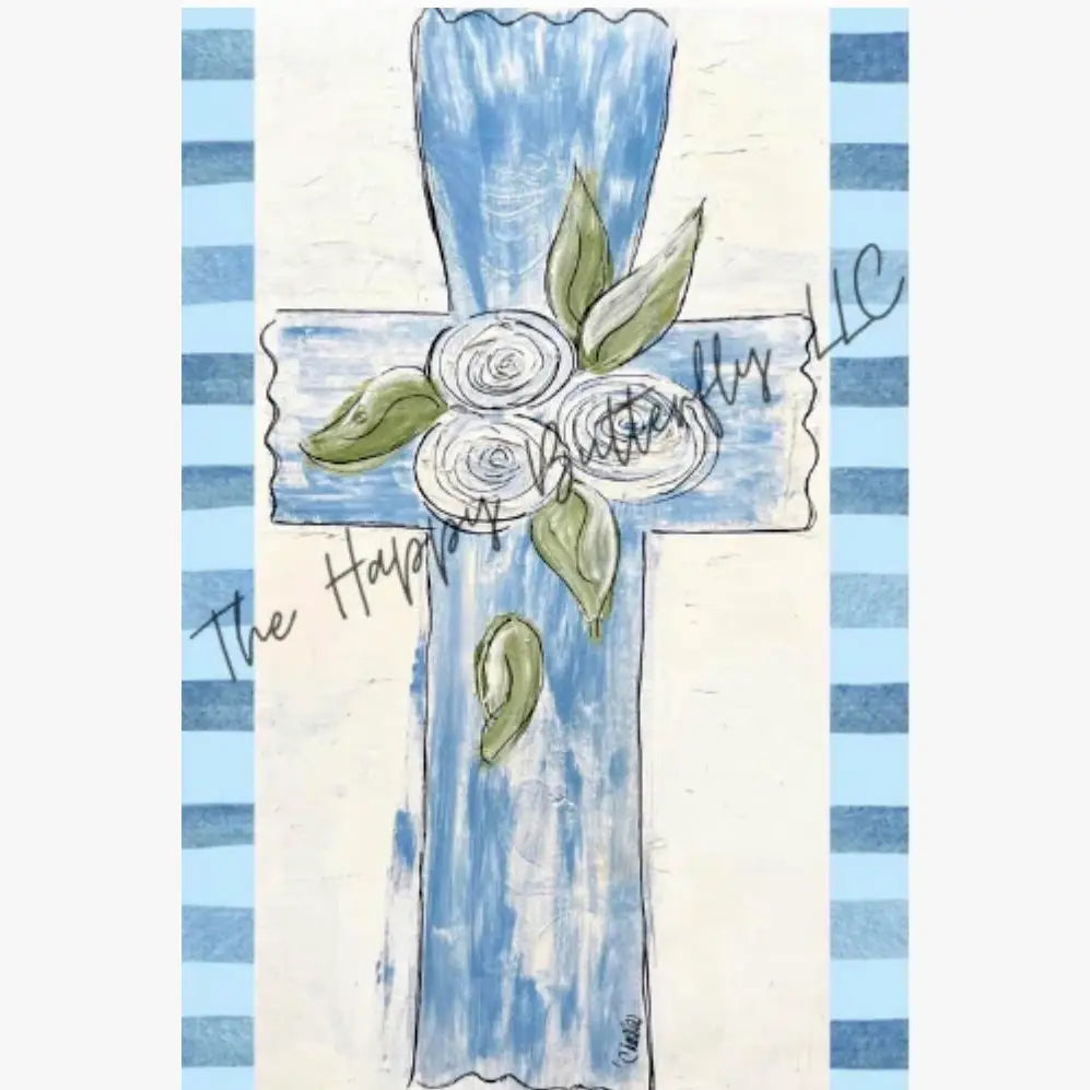 Garden Flag: Vintage Blue Cross