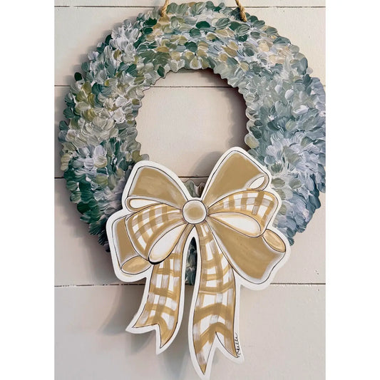 Interchangeable Boxwood Attachment: Beige Bow for Fall