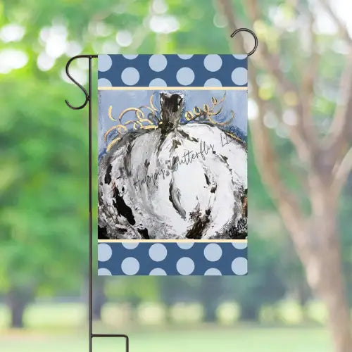 Garden Flag: Fall White Pumpkin