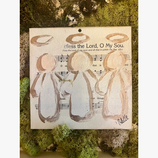 Christmas Ornament: 3 Angels, Bless the Lord, Oh my Soul 6"
