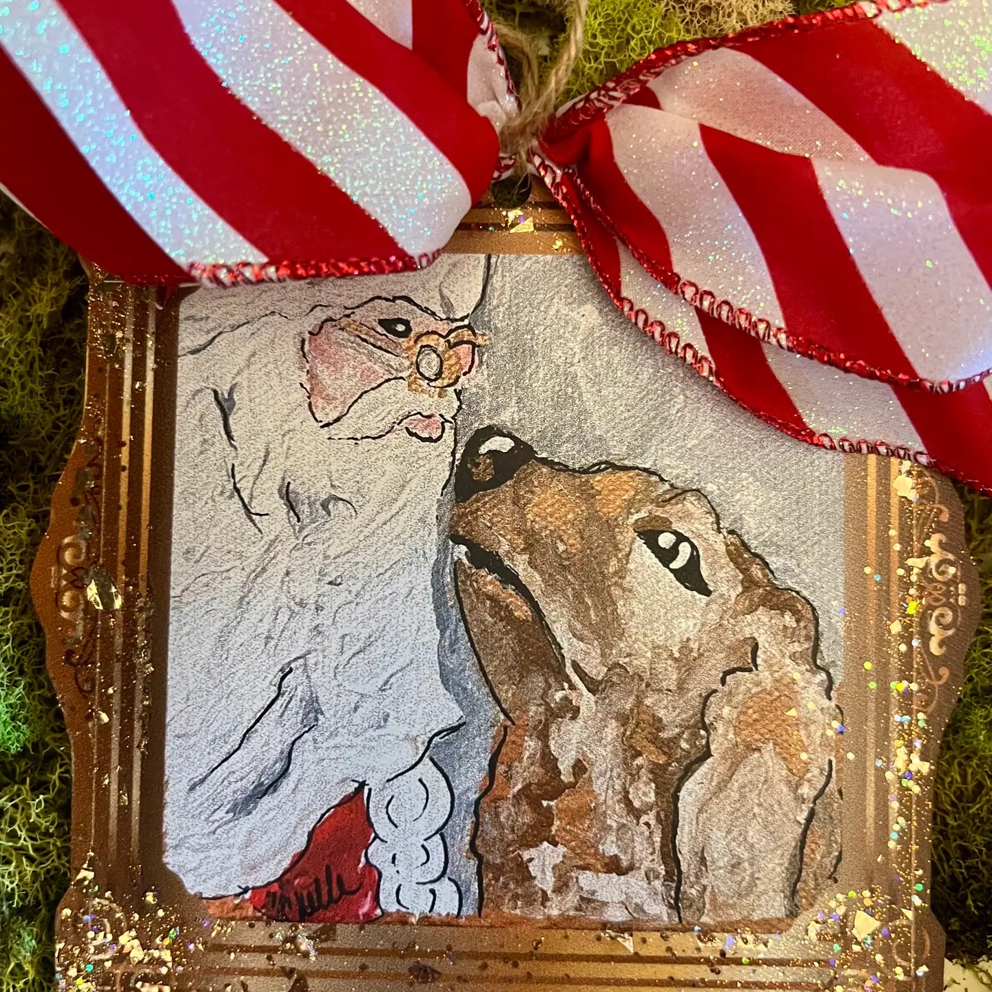 Christmas Ornament; Santa & His Dog