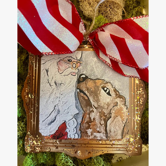 Christmas Ornament; Santa & His Dog
