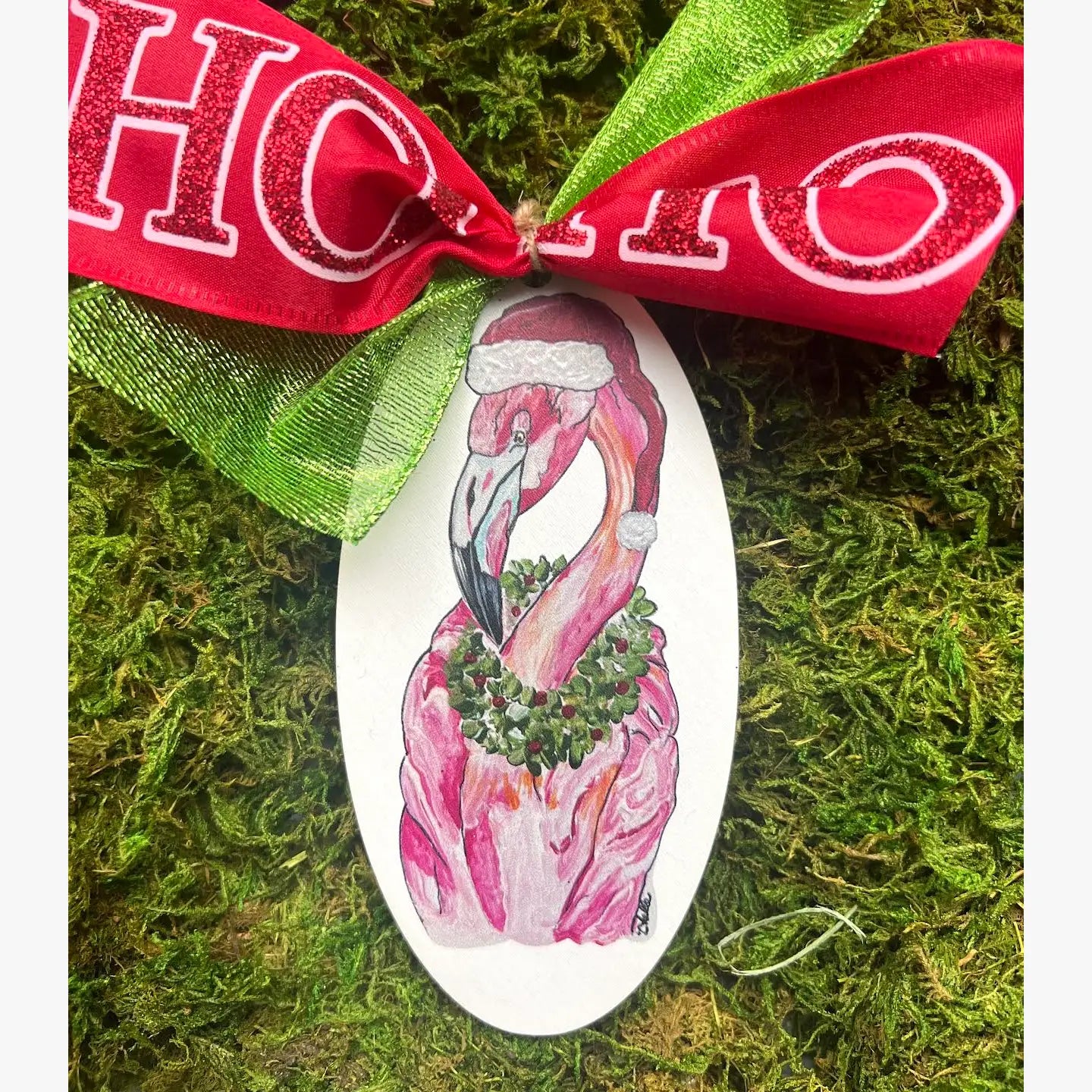 Christmas Ornament:  Santa Flamingo