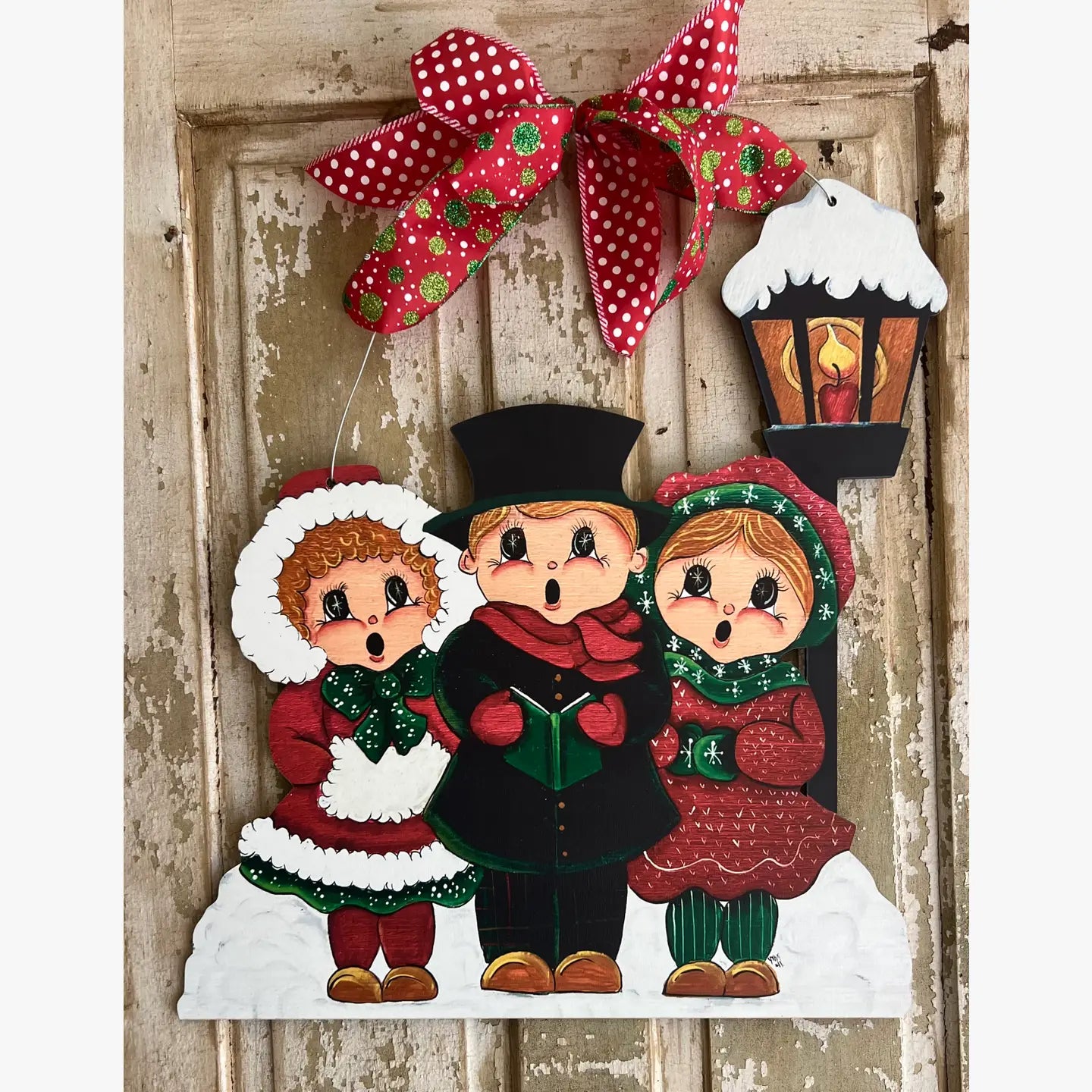 Door Hanger: Christmas, Vintage Carolers, Large