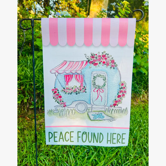 Garden Flag: Peace found Here, Camper