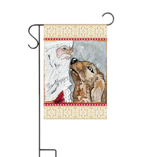 Garden Flag: Christmas, Santa & Dog