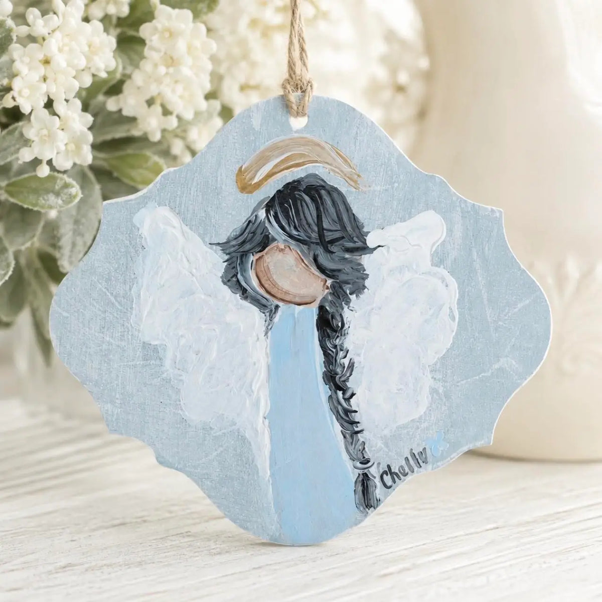 Christmas Ornament: Black Haired Angel