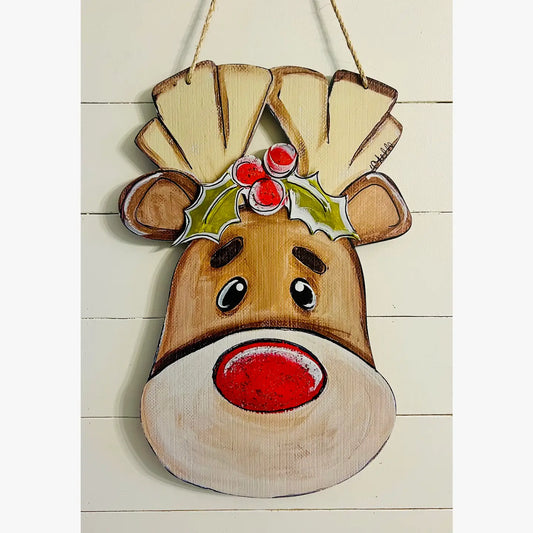 Door Hanger: Christmas, Hollis the Reindeer, Large