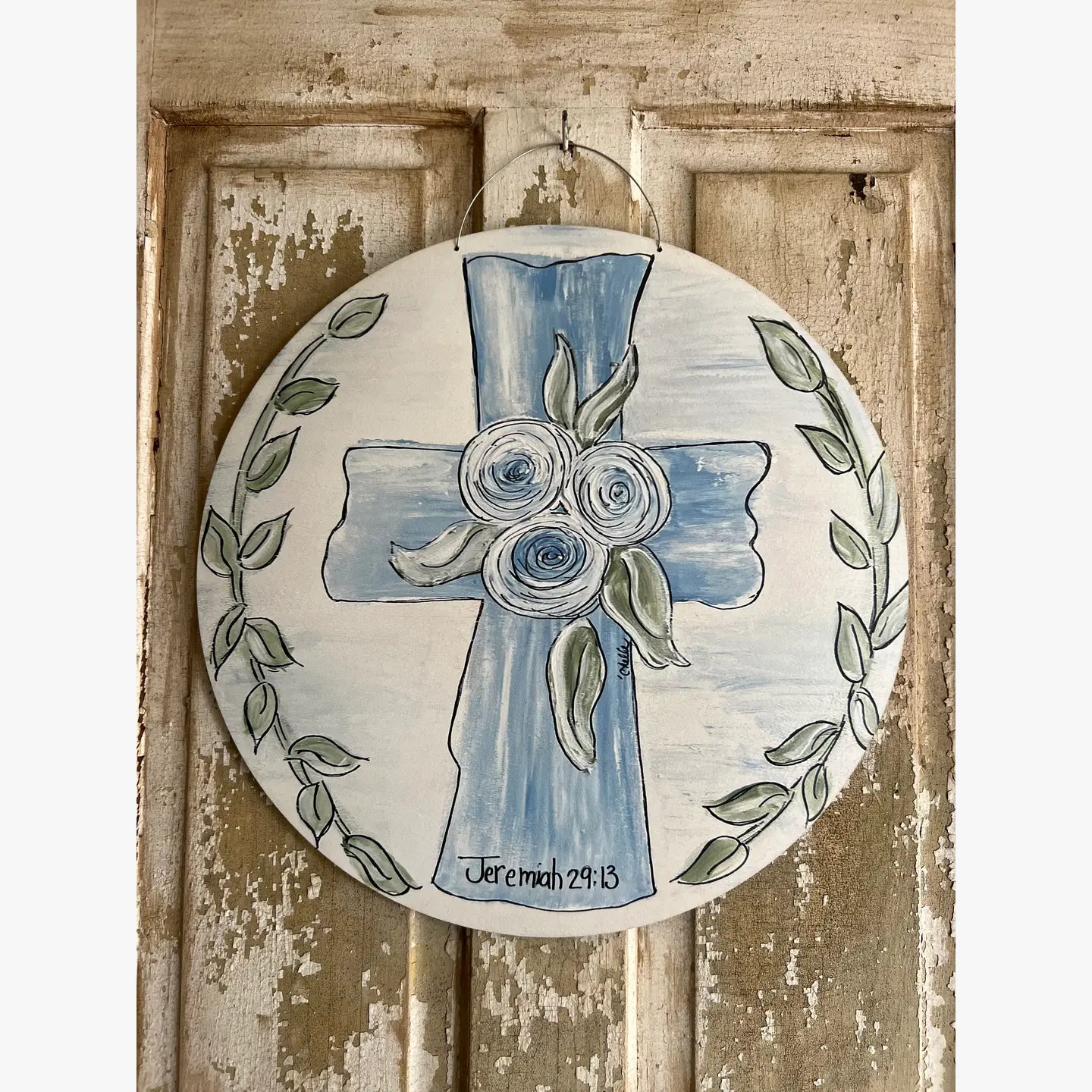 Door Hanger: Vintage Blue Cross