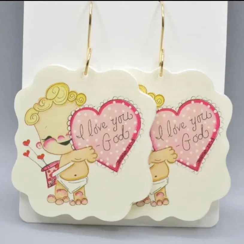 Valentine's Earrings; I love you, God