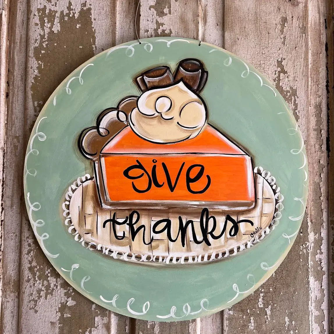 Door Hanger; Fall, Give Thanks, Pumpkin Pie