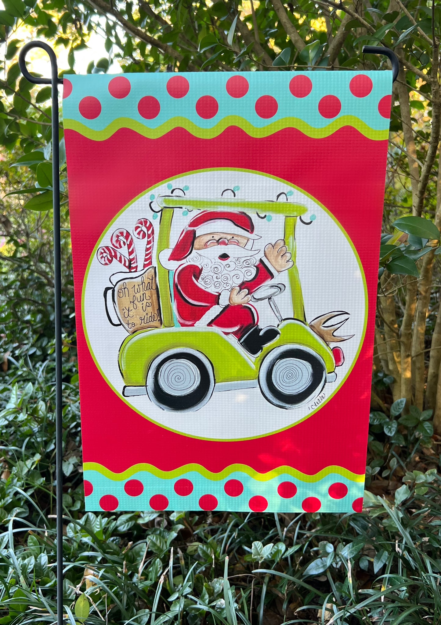 Garden Flag; Santa on a Golf Cart