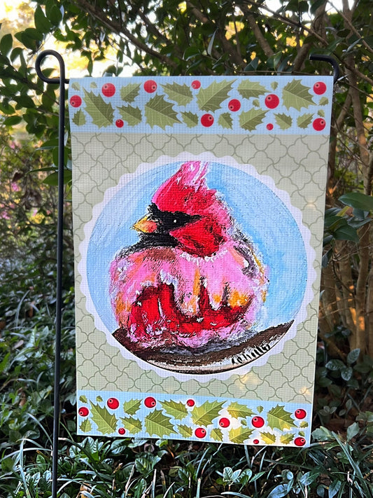 Garden Flag; Christmas Cardinal