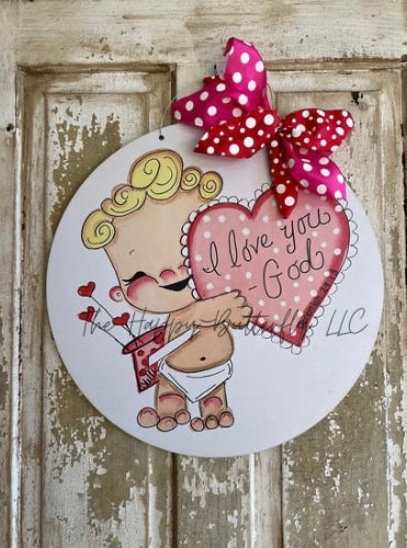 Cupid Kane,the Charming Charmer: Custom Valentine Door Hanger