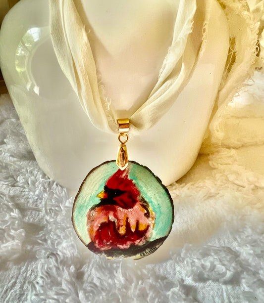 Cardinal | Necklace on Recycled Sari Silk