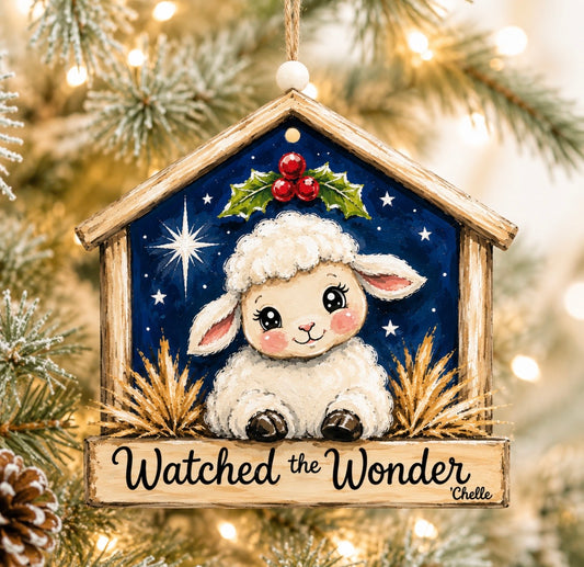 Christmas Ornament: Watched the Wonder, Lamb
