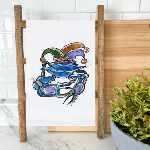 Krewe the Crab: Custom Tea Towel