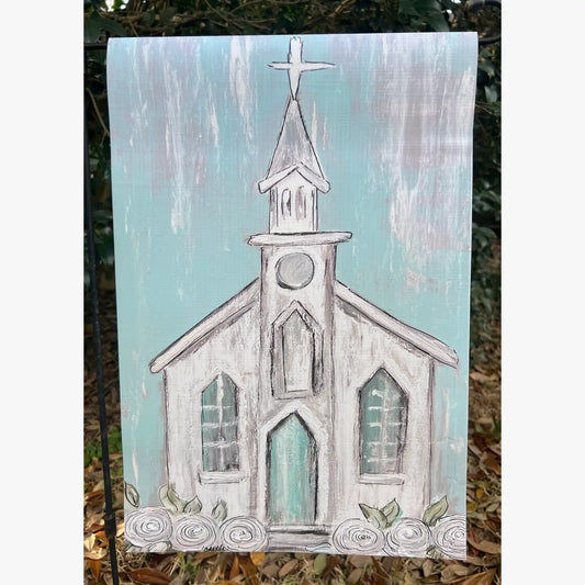 Garden Flag: Aqua Country Church