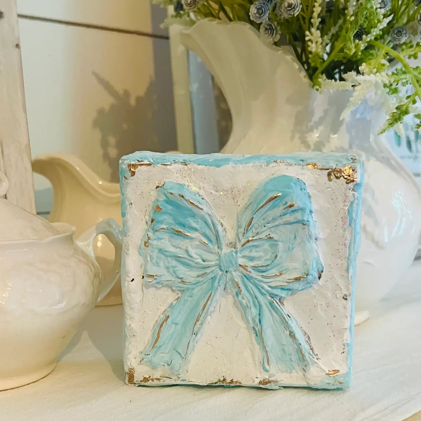 Canvas Clays 4 X 4: Blue Bow