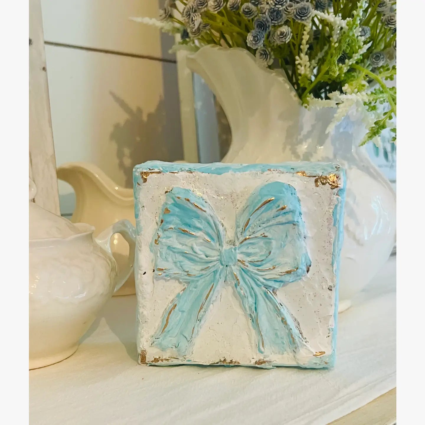 Canvas Clays 4 X 4: Blue Bow