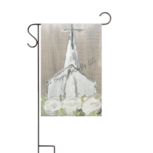 Country Church in Gray: Custom Design Flag