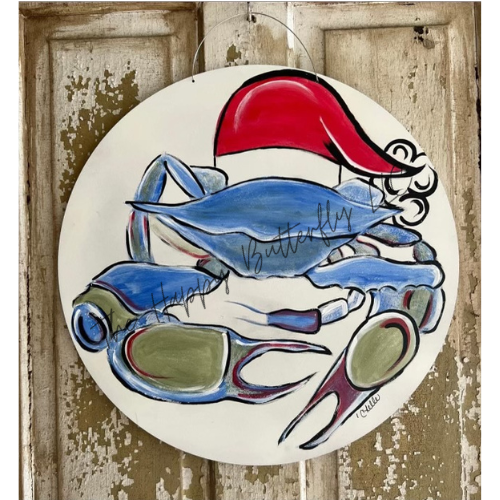 Santa Crab: Custom Christmas Door Hanger