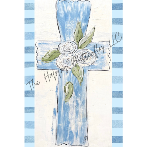 Serenity in Blue, Vintage Cross: Custom Flag