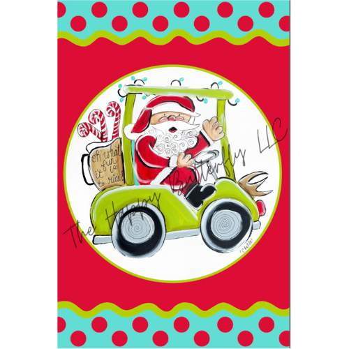 Santa on Golf Cart: Custom Flag