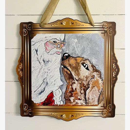 Door Hanger: Christmas, Santa & Man's Best Friend