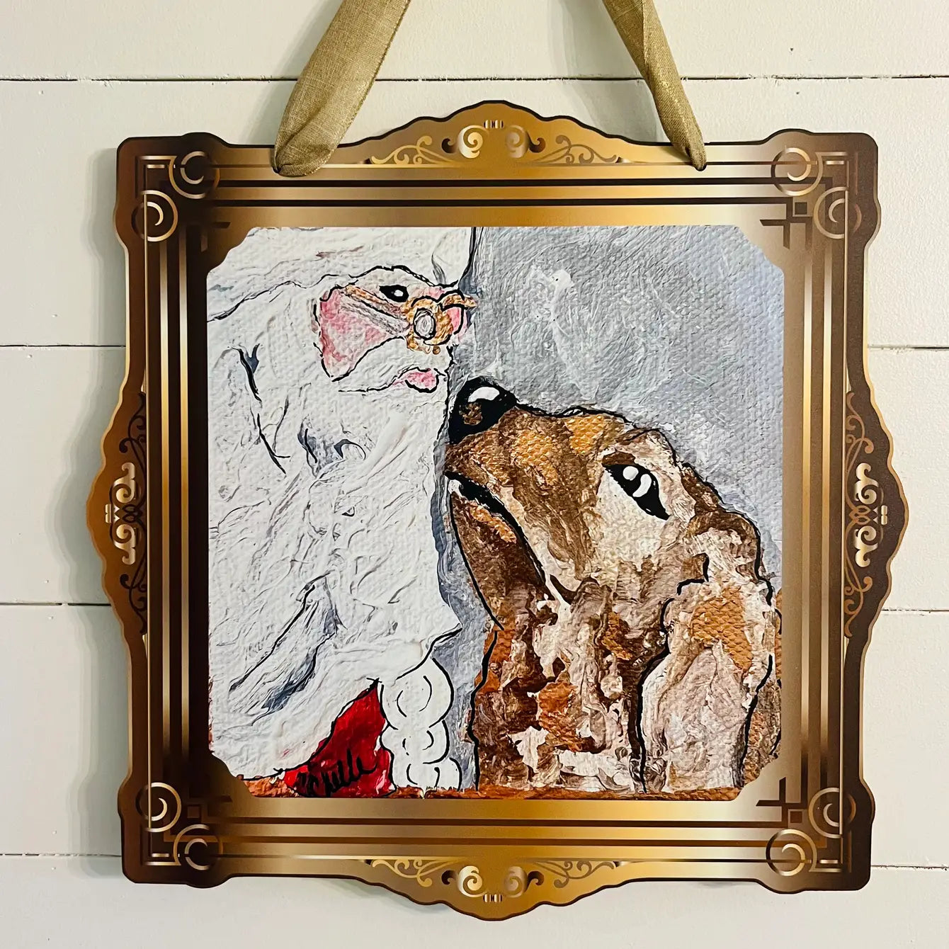 Door Hanger: Christmas, Santa & Man's Best Friend