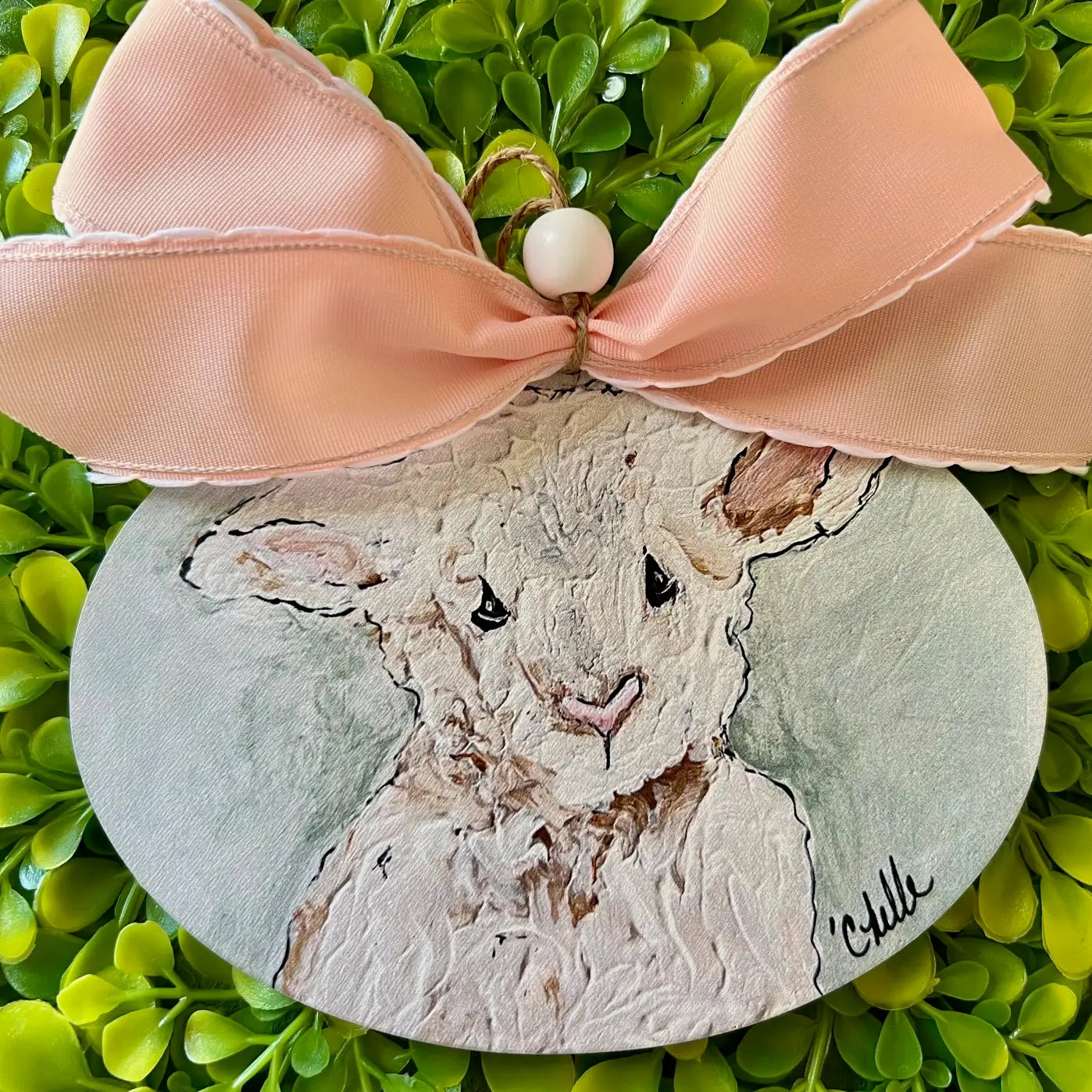 Easter Basket Tags & Wreath Attachments: Round Lamb