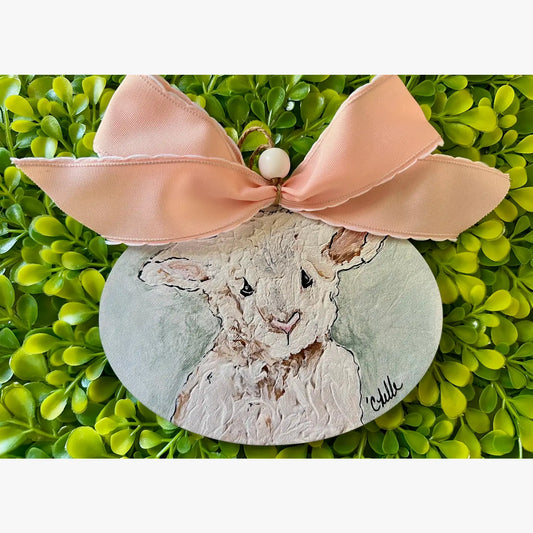 Easter Basket Tags & Wreath Attachments: Round Lamb