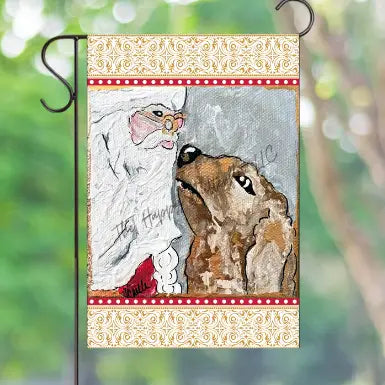 Garden Flag: Christmas, Santa & Dog
