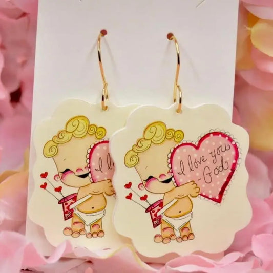Valentine's Earrings; I love you, God