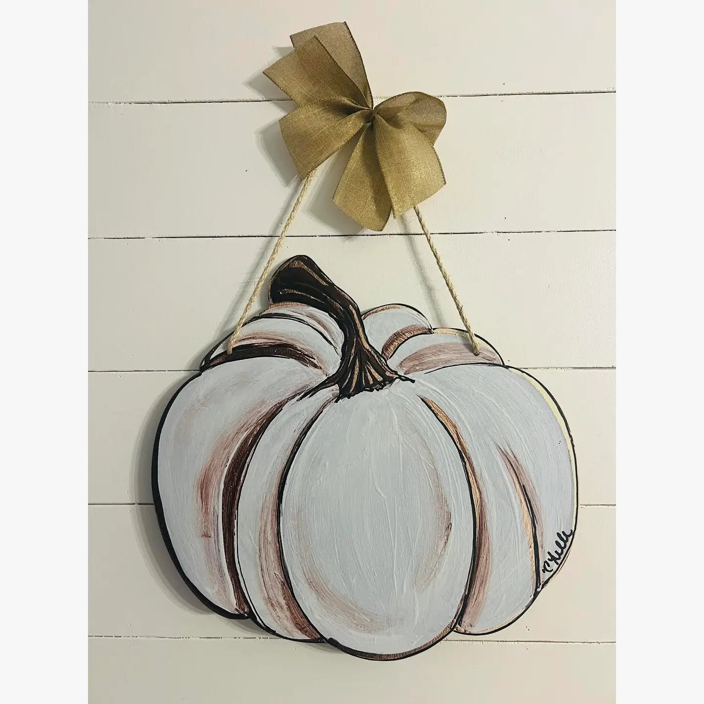 Door Hanger: Fall, Thanksgiving, White Pumpkin