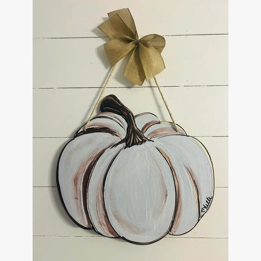 Door Hanger: Fall, Thanksgiving, White Pumpkin