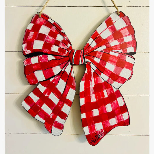 Door Hanger: Red Gingham Bow