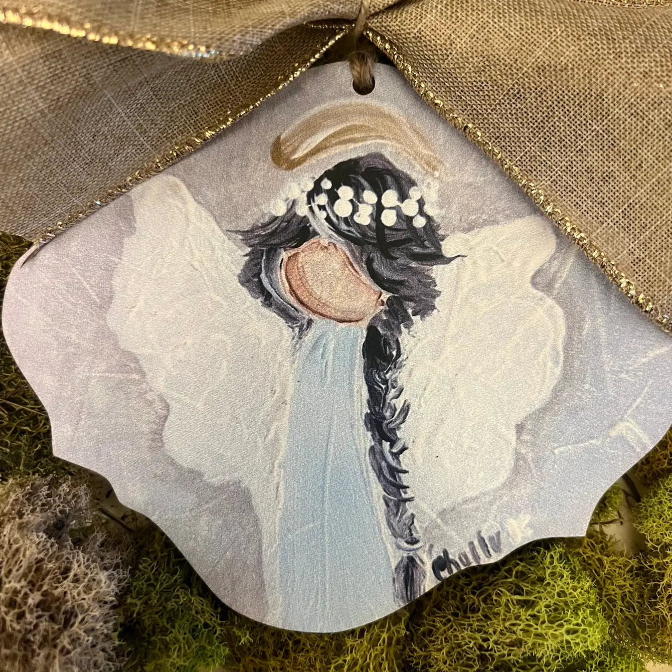 Christmas Ornament: Black Haired Angel