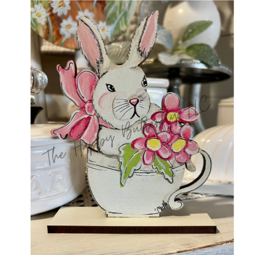 Easter Bunny Shelf Sitter "Bunny in Teacup"