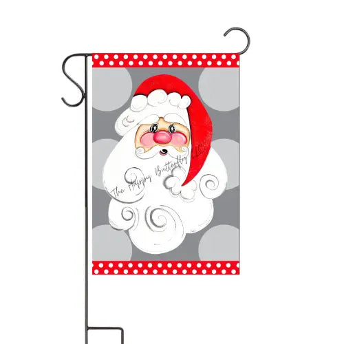 Garden Flag: Christmas, Santa, Gray Background