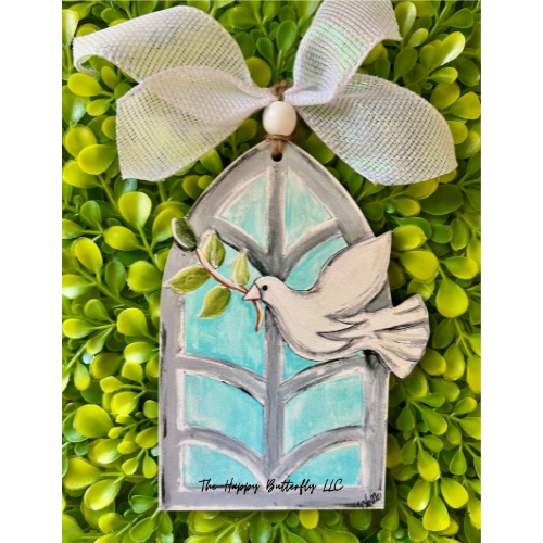 White Dove on Arch: Custom Ornament/Tag