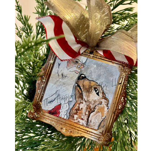 Santa and Dog: Custom Christmas Ornament